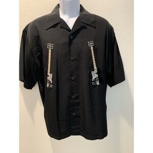 Gibson Tour Wear Mens Shirt Guitar Embroidered Rock Camp Button-Up Size M (B310)